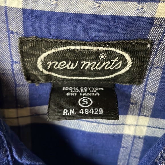 Vintage blue plaid short sleeve cotton button down shirt by New Mints - Picture 3 of 5